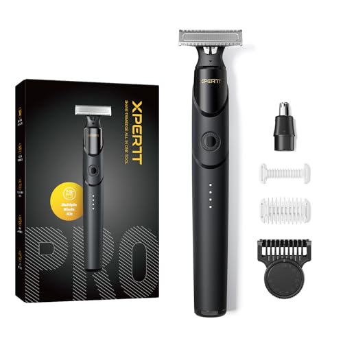 Xpert T Magnético Afeitadora Electrica Hombre Mujer, Recortadora de Barba con Cabeza Pelos Nariz, Accesorio de Recorte con Peine Ajustable 12 en 1, Set de Recorte Corporal Unisex todo en uno, Negro