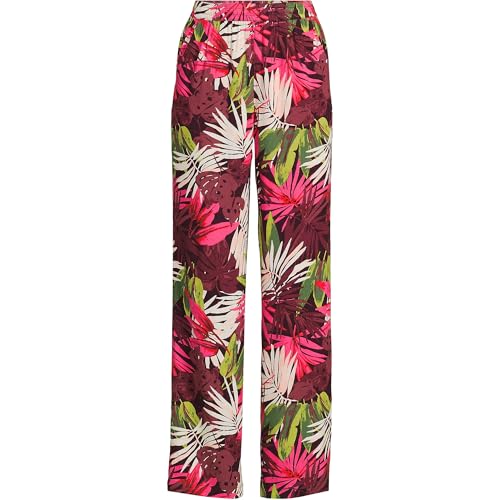 Lands' End Women's Rayon High Rise Wide Leg Pants - Set Bottom 12 Rich Burgundy Tropical Palm3