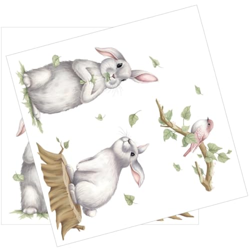 HAKIDZEL Pegatinas de Pared Decorativas y Removibles 2 Hojas de Pvc de Conejito y Pájaro para Decoración Creativa y Adorable para Dormitorio Infantil