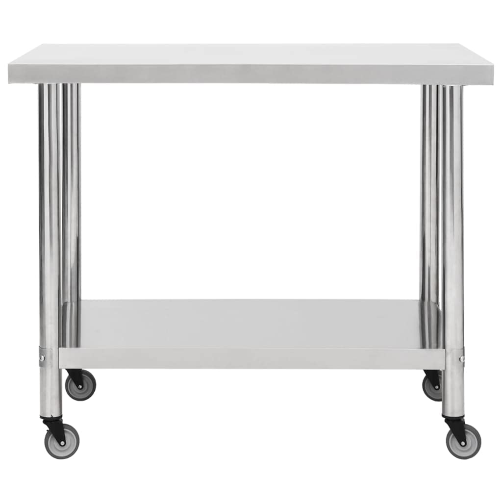 Genérico Mesa de Trabajo para Cocina con Ruedas Acero INOX 100x45x85 cm,Economía e Industria,Restauración-51638