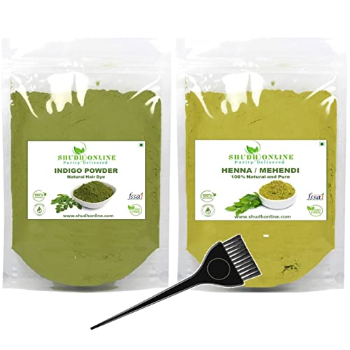 LMP Indigo and Henna Powder Organic for Hair Colour (200 Grams each – 400 grams), Avuri and Mehandi, Neela Amari, Natural Mehndi, Neel Patti, Cassia Obovata, Neelayamari, Neli Aku