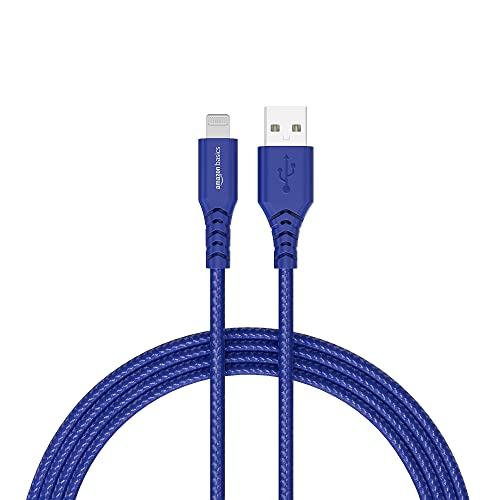 Image of Amazon Basics USB A to Lightning PVC Molded Nylon MFi Certified Charging Cable (Blue, 1.2 meter)