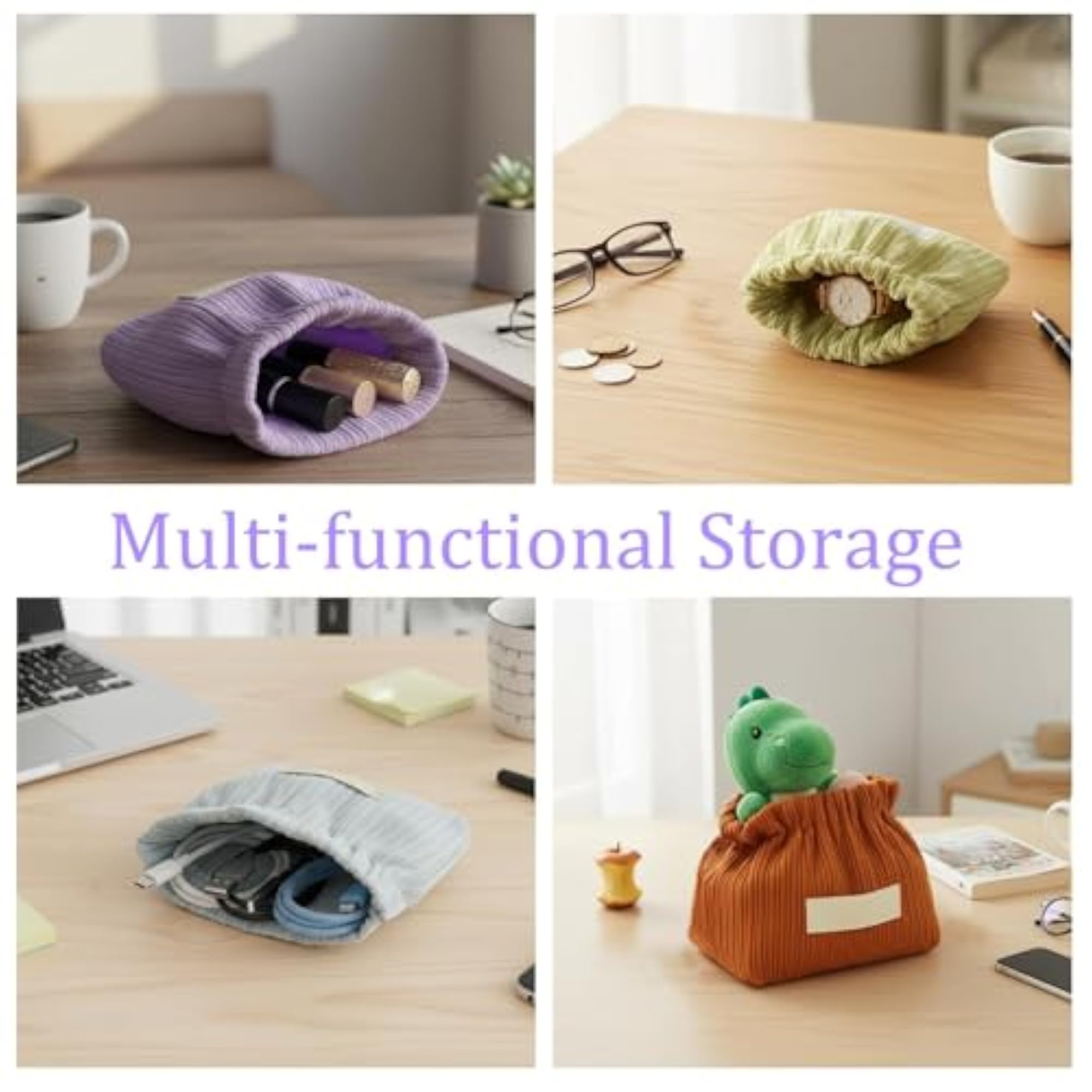 8 Pack Corduroy Elastic Hair Tie Organizer