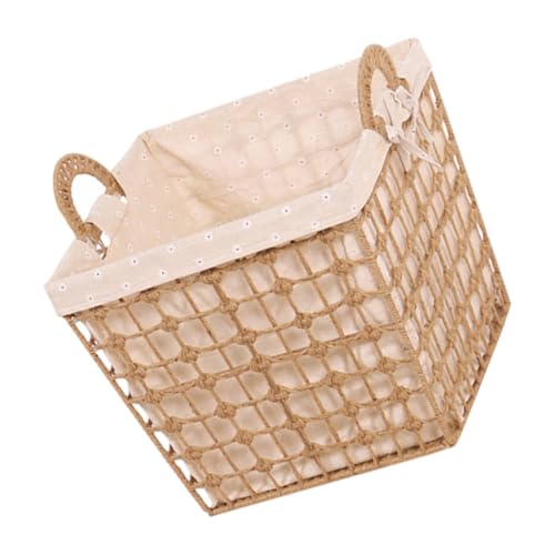 TOYMYTOY 麻紐編み収納バスケット 洗濯物収納用 軽量ポータブル 多用途 衣類やおもちゃ整理に リビング 浴室 寝室対応