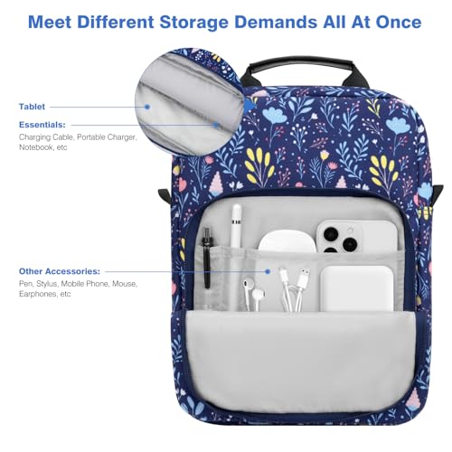 Image of Dadanism 9-11 Inch Tablet Sleeve Bag Carrying Case with Shoulder Strap for iPad (A16) 11 inch, iPad 10th Gen 10.9 inch, iPad Air M4 /Pro M5 11 inch, iPad 9 /8 /7th 10.2 inch, Galaxy Tab A11+ Plus 11 inch, Night Blue