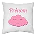 YONACREA - Coussin 40x40cm - Nuage Rose - Personnalisable avec Le prénom de Votre Choix (sans Garnissage)
