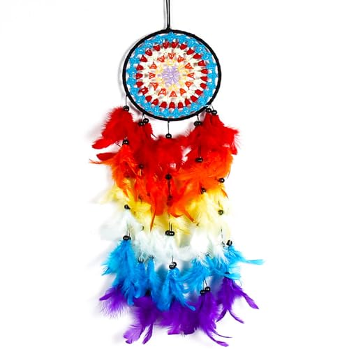 EasyBravo Dream Catcher with 6 Tier Color Feather Handmade Boho Wall Hanging Decor for Kids Bedroom Living Home Decoration