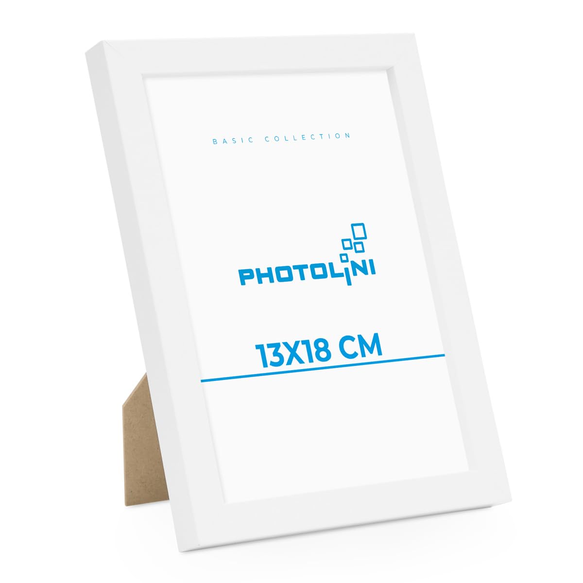 PHOTOLINI Bilderrahmen 13x18 weiß Holz MDF, Bilderrahmen 13x18 weiss, Fotorahmen 13 x 18 mit Acrylglas, Bilder Rahmen 13 x18 Aufhängen & Aufstellen, Picture Frame für Fotos, Poster