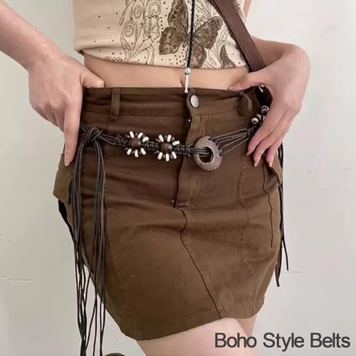 1pc Women Boho-Style Braid Waist Belt Coconut Shell Beads Decor Waist Band with Adjustable Tie Rope for Dress Jeans2