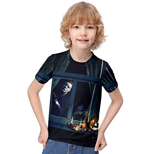 ZHANGXM T-Shirt Summer 3D Print Shirt Halloween Michael Myers Shirt Kids Children T Shirt for Boy Girl Print Shirt Tops 7-9Y?120cm?