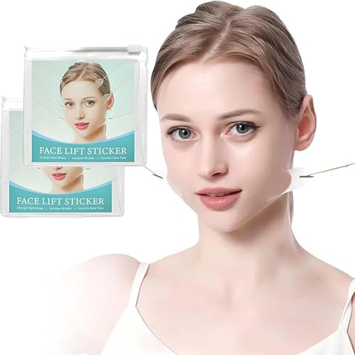 40 PCS V Face Stickers, Facelift Tape with Strings, Invisible Face Lifting Patches for Tightening Sagging Skin Around Neck, Eyes & Double Chin (Transparent)