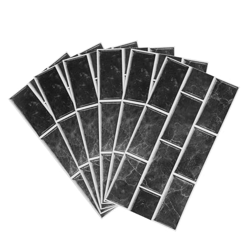 HOMSFOU 6 azulejos de pared autoadhesivos retro para decoración de uñas, decoración retro, impermeables, azulejos adhesivos para despegar y pegar azulejos para paredes, PVC negro