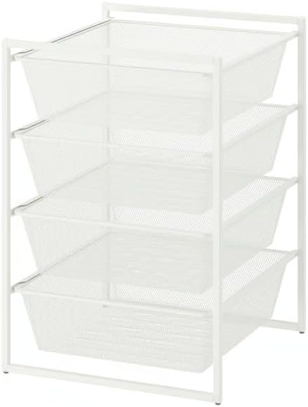 4-Drawer Mesh Storage Unit, White Metal Frame Organizer, Multi-Purpose Organizer for Kitchen & Bathroom, 19.6 x 20.1 x 27.5 Inch