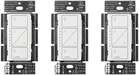 Lutron Caseta Smart Lighting Dimmer Switch for Wall and Ceiling Lights | PD-6WCL-WH-3-A | White (3-Pack)