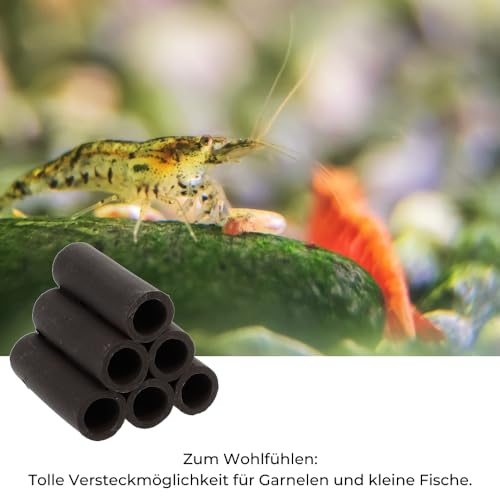 GarPet Aquariendeko Pyramide 6er Garnelenröhre Aquarium Deko Garnelen Garnelenhöhle Krebshöhle Welsröhre Laichröhre Keramik Ton schwarz