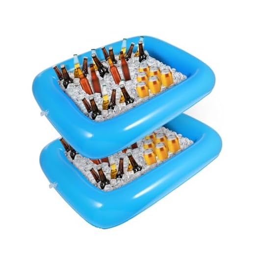 HEMOTON 2Pcs Aufblasbare Servierstangen Eisbuffet Salat Servierschalen Futtergetränk Halter Kühler Container BBQ Picknickpool Party Buffet Kühler mit Einer Abflussstopp 30X22. 4 Zoll