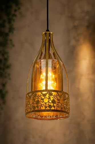 Image of Modern Moroccan Design Bottle Shaped Pendant Lamp | Hanging Lamp for Living Room| Ceiling Lamp for Bedroom, Kitchen, Balcony, Restaurant /Cafe(Bulb Not Included)