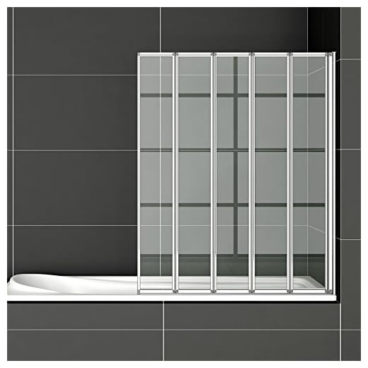 Mamparas pantalla para bañera biombo baño 5 veces plegable 1200x1400mm de Aica