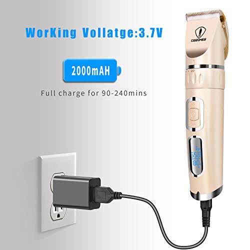 Ceenwes Hair Clippers 3-Speed Cordless Heavy Duty Clippers for Men Quiet Hair Trimmers Rechargeable Hair Removal Machine with 8 Guide Combs-Golden