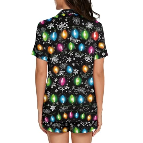 Image of Women's Short Sleeve Sleepwear Pajamas Nightwear with Pockets | Premium Polyester Fabric Ultra Soft Lightweight Breathable Touch, Wrinkle Resistant, All Day Cozy Wear for Daily Sleep