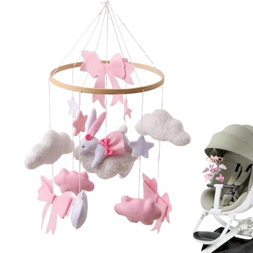 Raypontia Móvil para Cuna | Móvil Infantil para Cuna con Lazo Rosa | Colgable Para Pared O Ventana Relajante Romántico Para Bebés Niñas Niños En Edad Preescolar Para Dormir y Descansar