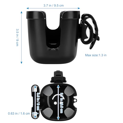 Image of Accmor Stroller Cup Holder, Universal Cup Holder for Walker Wheelchair Bike | 360 Rotatable Attachment Accessories for Uppababy Nuna Doona Strollers Scooter