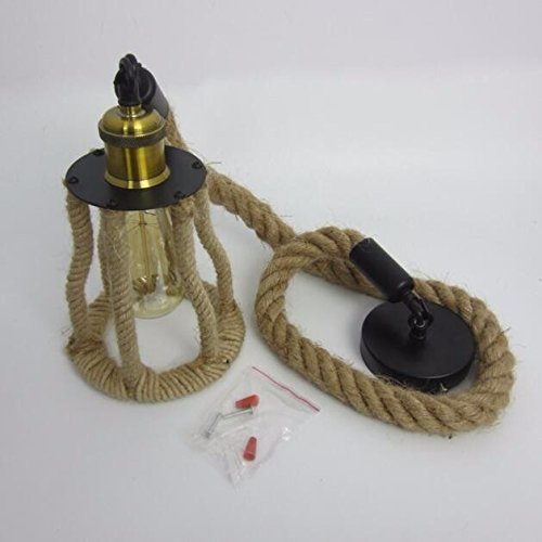 Lámpara de techo colgante industrial araña de cáñamo para sala de estar 4