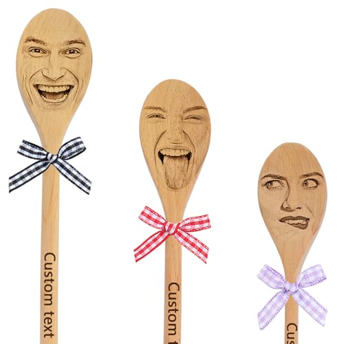 Personalized Face Engraved Wooden Mixing Spoon,Your face on a Spoon Gift, Custom Name Photo Picture Mixing Spoon Gift,Customized Your Friend Photo face on Spoon Birthday Housewarming Gift (style1)