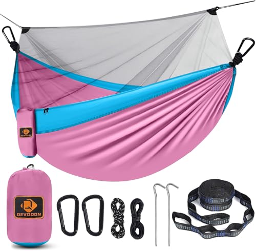 Image of Kids Hammock, Camping Hammock with Mosquito Net, Lightweight Nylon Portable Hammock with 10ft Tree Straps,Hammocks for Travel Hiking Backpacking Beach Patio
