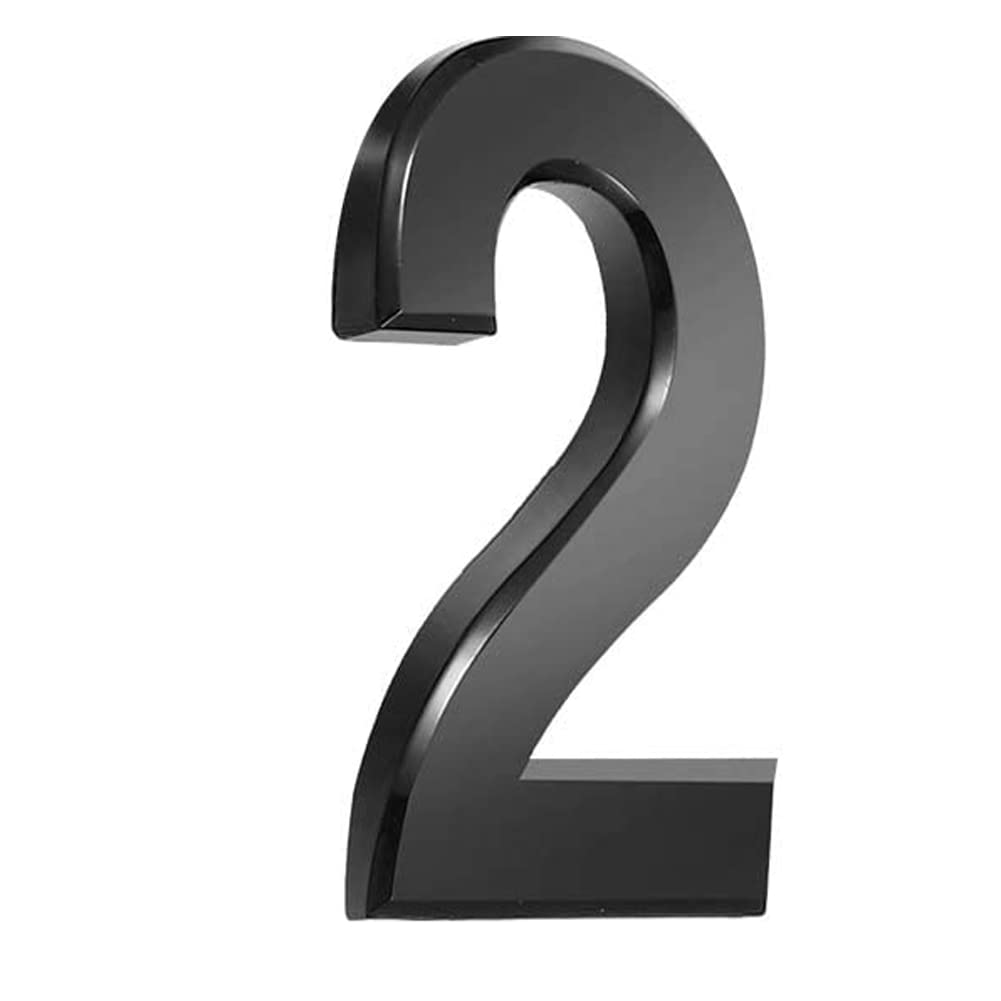 SuithinkSuithink 3D Modern House Number, 6cm Black Self Adhesive Door Home Address Numbers,House Sign Door Plate DIY Address Numbers for Cafe Wall Courtyard Decor Creative Address Door Numbers (2)
