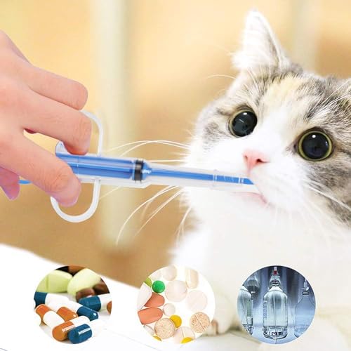 SSHUIKKAI 2 Stücke Tabletteneingeber Katze, Tablettengeber Für Katzen, Katze Entwurmen, Hundeapotheke Mit Medikamenten, Tablette Feeder, Für Katzen Und Kleine Hunde, Schützt Zähne(Grün + Blau)
