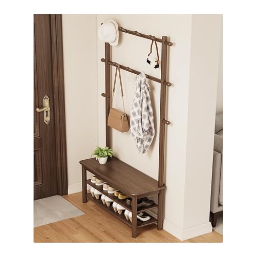 Meuble de couloir avec porte-chaussures en bois massif et banc d'entrée intégré