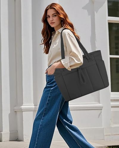 Image of Puffer Tote Bag for Women Handbag Nurse Bag with Cup Holder & Laptop Compartment & Trolley Sleeve for Work Travel