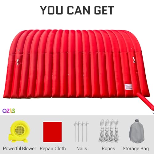 Image of OZIS 20FT Inflatable Tunnel Sports Tunnel Entrance with Installed Blower Inflatable Tunnel Tent for Business Advertising Event Exhibition Promotion,Street,Shop,Supermarket,School(Red 20x10x10FT)