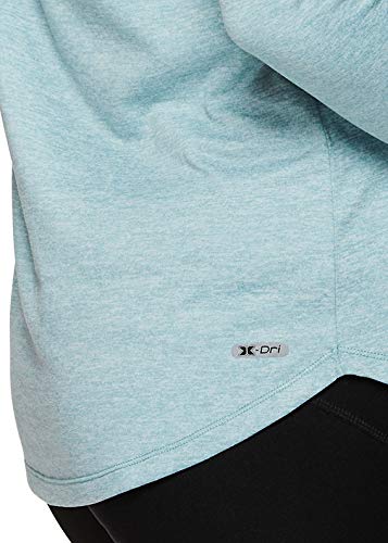 RBX Active Women's Super Soft Long Sleeve Raglan Scoop Neck Workout Running Tee F-19 Light Blue XL