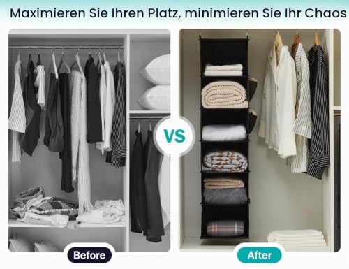YOUDENOVA Hängeregal Schrankorganizer Stabiler 6 Fächern Kleiderschrank Organizer Ordnungssystem Hängeaufbewahrung mit MDF-Platten und… – Ansicht 6