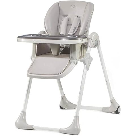 kk Kinderkraft Hochstuhl YUMMY, Kinderhochstuhl, Babystuhl, Kombihochstuhl, ab den Ersten Lebensmonaten, Fußstütze, Halbliegende Position, Bezug aus PU, Einfach zu Reinigen, Grau Cover