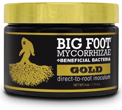 Big Foot Gold Mycorrhizal Fungi 4 oz, Beneficial Bacteria for Plant Growth, Root Stimulator, Super Concentrated 3-in-1 Formula for All Plants