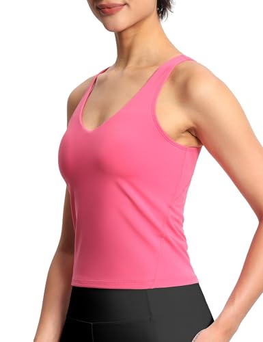 Image of THE GYM PEOPLE Women's Longline Sports Bra Wirefree Padded Workout Yoga Tank Top