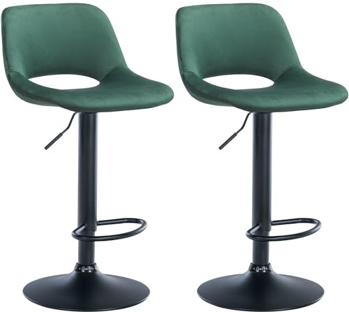 CLP Lot de 2 tabourets de Bar Camden I recouverts de Velours, Couleur:Vert, Matériel du...