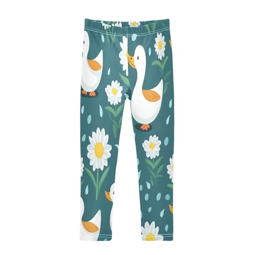 Toddler Girls Leggings Printed Yoga Pants Leggings White Daisy Duck for Kids