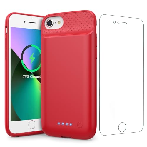 Battery Case for iPhone 6/6s/7/8/SE(2022/2020)(6.1 Inch), [2024 Upgraded] Ultra-Slim 7000mAh Portable Extended Charging Case Cover for iPhone 8, iPhone 7, iPhone 6/6s, iPhone SE Charger Case (Red)