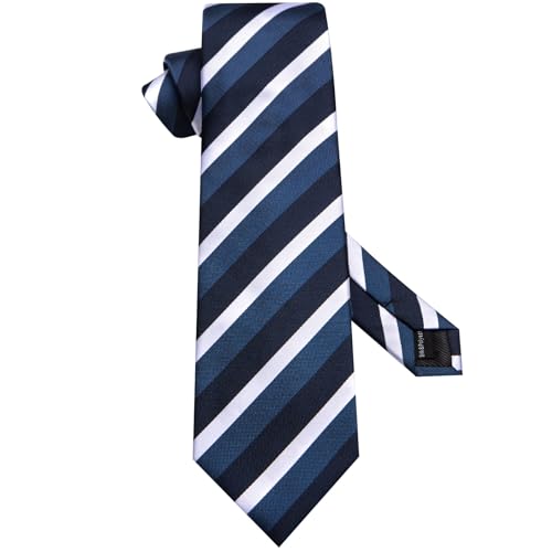 Image of Hi-Tie 70 inches Ties for Men Silk Extra Long Necktie and Pocket Square Cufflinks Set Men Big and Tall Tie Business