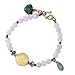 Produktbild J.Memi's 925 Sterling Silber Armband Mit Natürliche Jade Herzform Anhänger Natürliche Bernsteinfarbene Runde Perlen Schmuck Jubiläum Geburtstag Geschenk Für Mutter Frau,Weiß