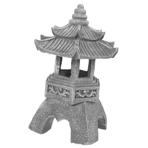 POPETPOP Lanterne Japonaise en Pierre, Lampe Solaire Étanche pour Pelouse Et Jardin, Décoration Extérieure Zen, Sculpture Miniature Adaptée Aux Parterres Et Arrière-Cour