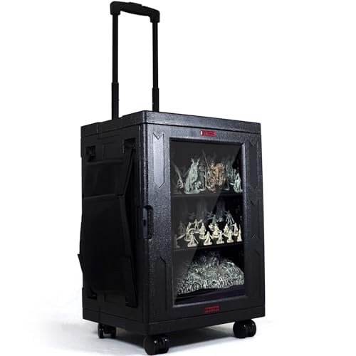 Image of oTTRPGo Large Magnetic Miniature Carrying Case with Wheels for Warhammer | Trolley handle transport box, fits 3000+ pts Warhammer 40k & Age of Sigmar, tabletop RPG DND miniatures storage case