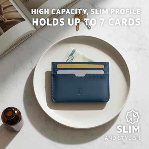 Image of Vaultskin MOORGATE Slim Card Holder - Minimalist Leather Wallet with RFID Blocking, Front Pocket Credit Card Case for Men & Women