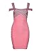 Meilun Women's Rayon Strap V-neck Off-Shoulder Fitted Bandage Bodycon Dress Pink Small