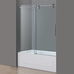 Aston Langham 56 to 60 x 60 Completely Frameless Tub-Height Sliding Shower Door Polished Chrome