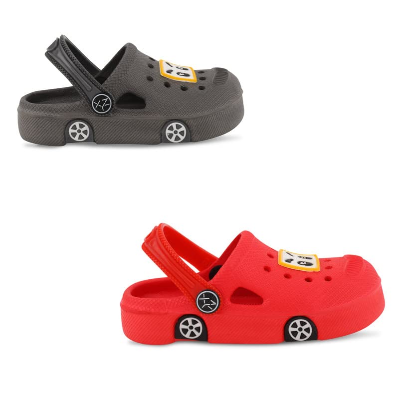 Image of SMARTOTS Pack of 2 Car Design Kids Clogs for Daily Use, Kids Eva Sandals for Boys and Girls with Adjustable Sling Back Strap